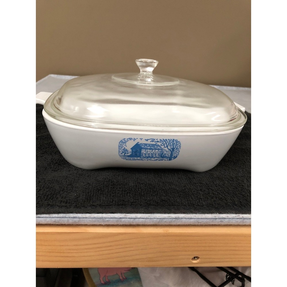 VTG Corning Ware Amana Radarange 10" Browning Skillet PYREX Lid P-10-C-1 Blue